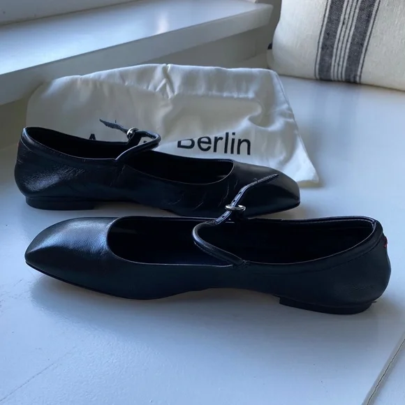 Aeyde Uma Black Nappa Leather Mary Jane ballerina flat Shoes - Picture 11 of 16
